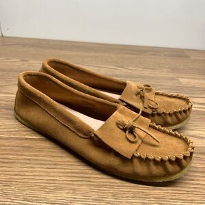 J. Crew Soft Unlined Suede Moccasin Loafers Almond BE774 Size 11 Slip On